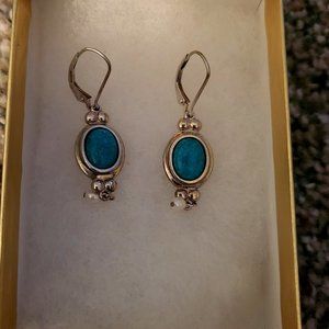 SILVER DROP EARRINGS WITH 4 INTERCHANGEABLE COLORS